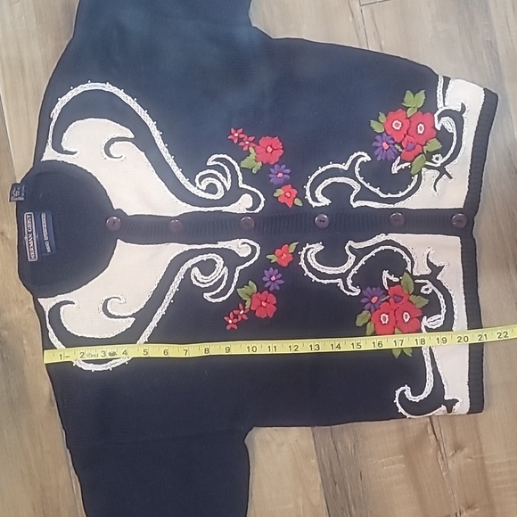 HERMAN GEIST hand embroidered coastal granny cardigan sweater size large blue - Picture 16 of 16
